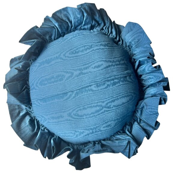 Whale-Themed Round Pillow With Ruffle & Crochet Trim - Picture 2 of 6